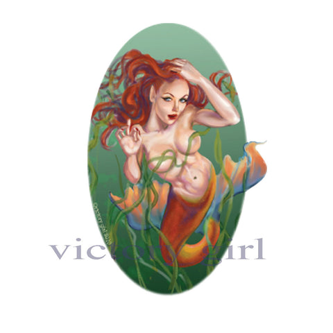 Underwater Redhead Mermaid Vinyl Decal Sticker