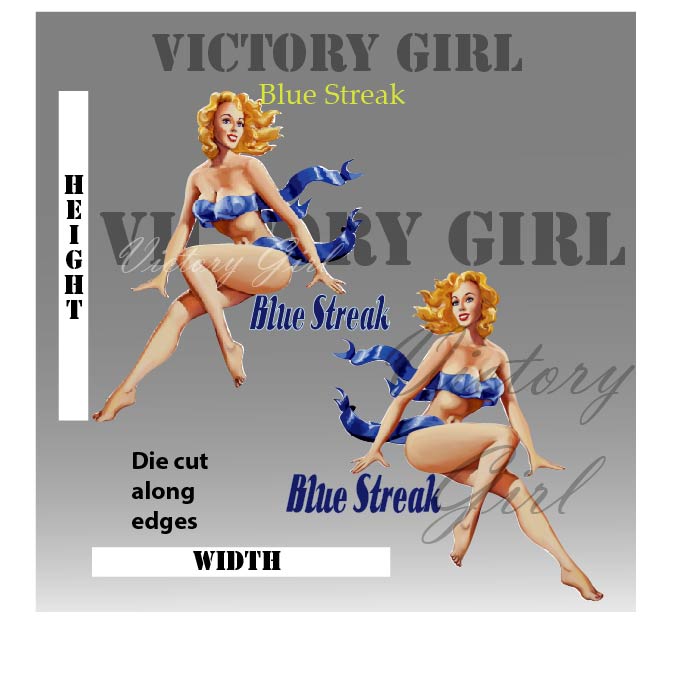 Blue Streak Nose Art Vinyl Decal Sticker