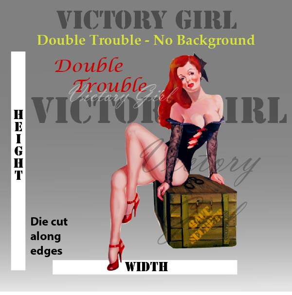 Double Trouble Nose Art Vinyl Decal Sticker - No Background