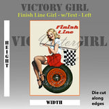 Finish Line Girl - with Text & Background Vinyl Decal Sticker