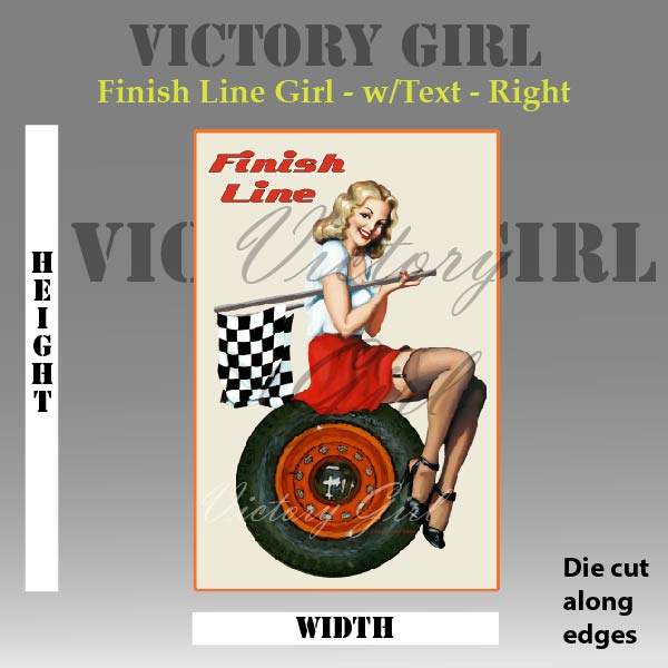 Finish Line Girl - with Text & Background Vinyl Decal Sticker