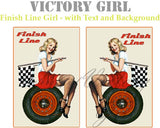 Finish Line Girl - with Text & Background Vinyl Decal Sticker