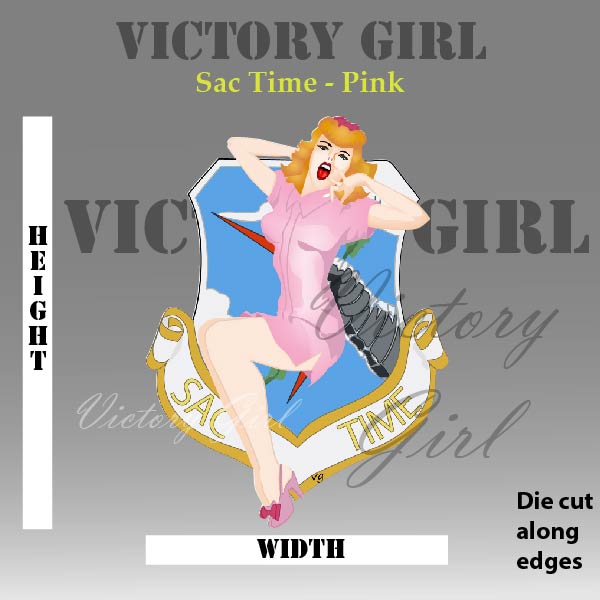 Sac Time Nose Art - Pink Vinyl Decal Sticker