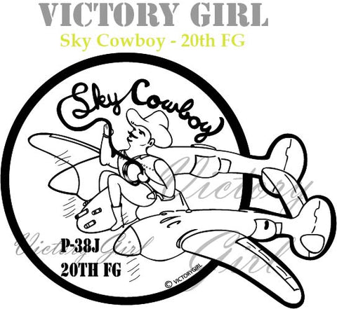 Sky Cowboy P-38 Vinyl Decal Sticker