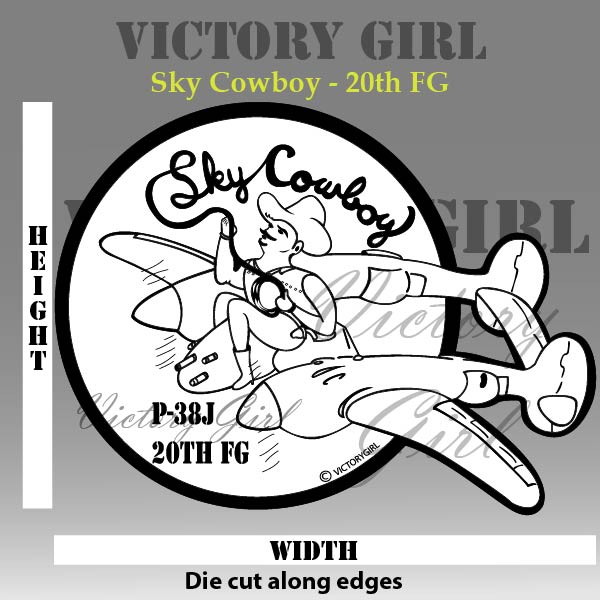 Sky Cowboy P-38 Vinyl Decal Sticker