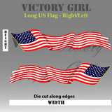 Long Waving U.S. Flag Vinyl Decal Sticker