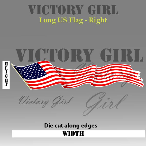 Long Waving U.S. Flag Vinyl Decal Sticker