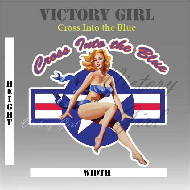 Cross Into the Blue Pinup Vinyl Decal Sticker