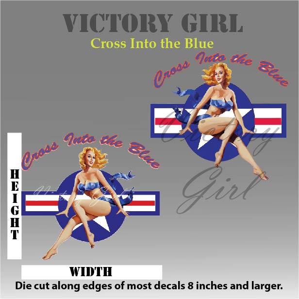 Cross Into the Blue Pinup Vinyl Decal Sticker