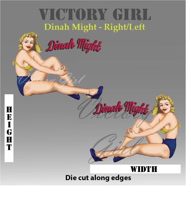 Dinah Might Nose Art Vinyl Decal Sticker