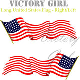 Long U.S. Flag Vinyl Decal Sticker
