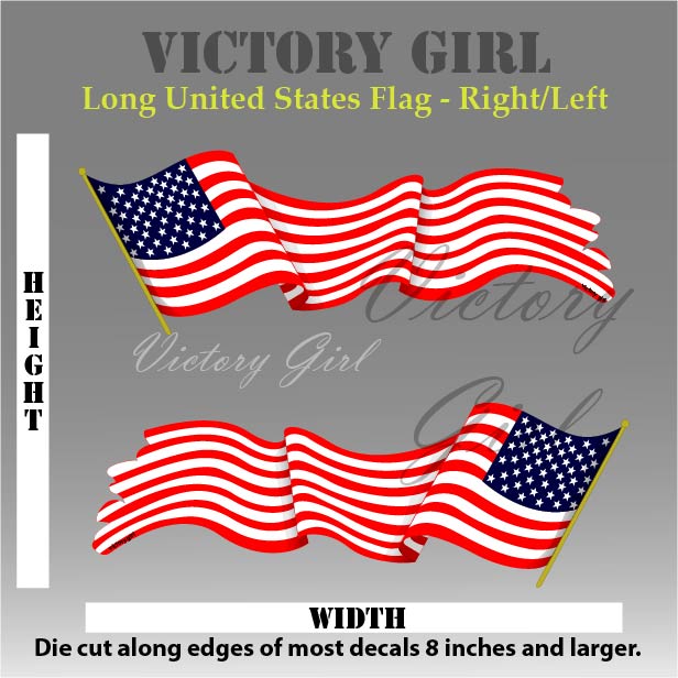 Long U.S. Flag Vinyl Decal Sticker