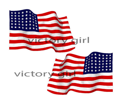 48 Star American Flag-Waving Vinyl Decal Sticker