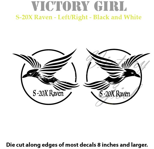 S-20X Raven in Black and White Vinyl Decal Sticker