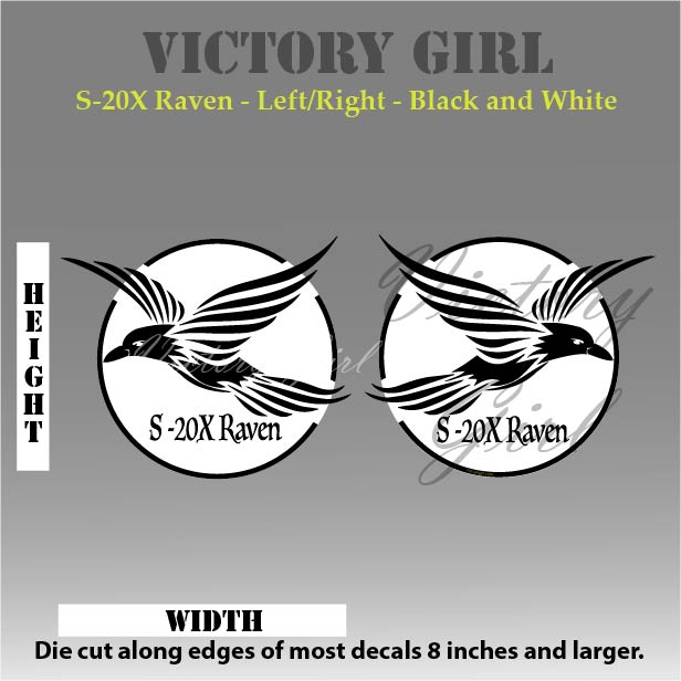 S-20X Raven in Black and White Vinyl Decal Sticker
