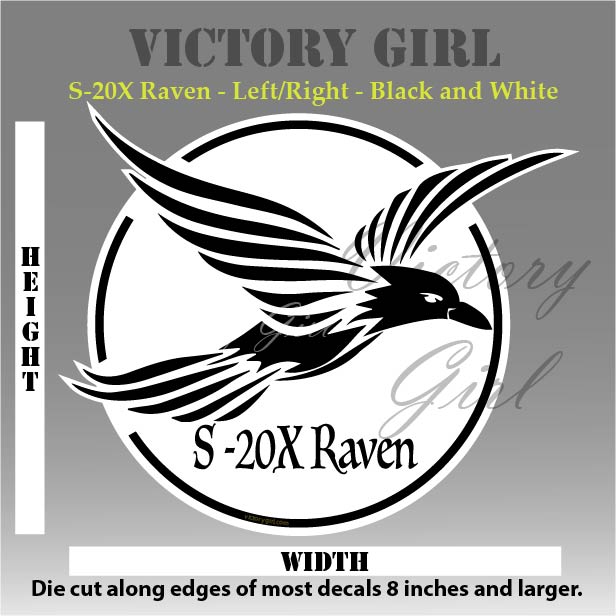 S-20X Raven in Black and White Vinyl Decal Sticker