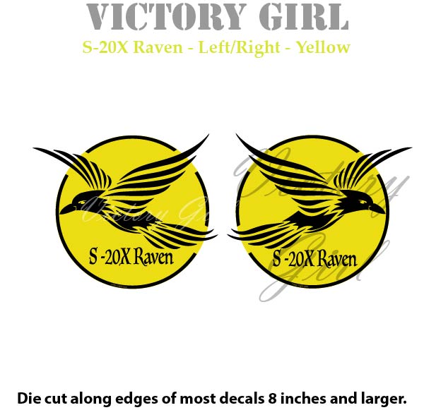 S-20X Raven in Yellow Vinyl Decal Sticker