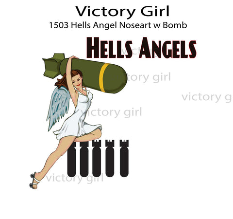 Hells Angels Nose Art w Bomb Vinyl Decal Sticker