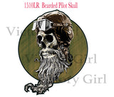 Bearded Pilot Skull Vinyl Decal Sticker