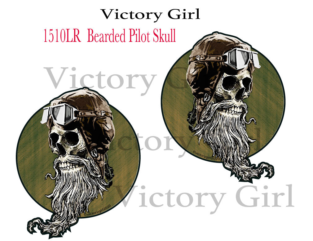 Bearded Pilot Skull Vinyl Decal Sticker
