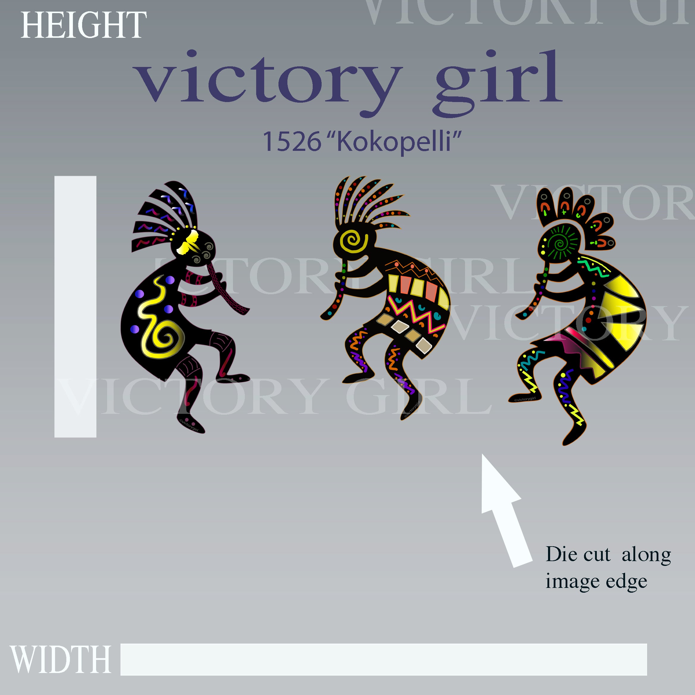 Colorful Kokopelli-3 Set Vinyl Decal Sticker