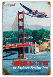 Vintage California Leads The Way Tin  12 x 18 Distressed