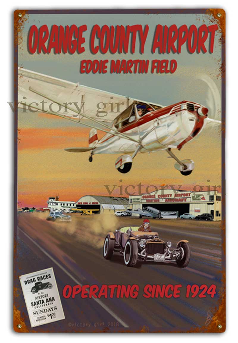 Orange County Airport -Vintage Tin Sign 12 x 18 Distressed